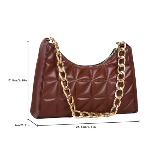 Boho vegan leather quilted shoulder bag